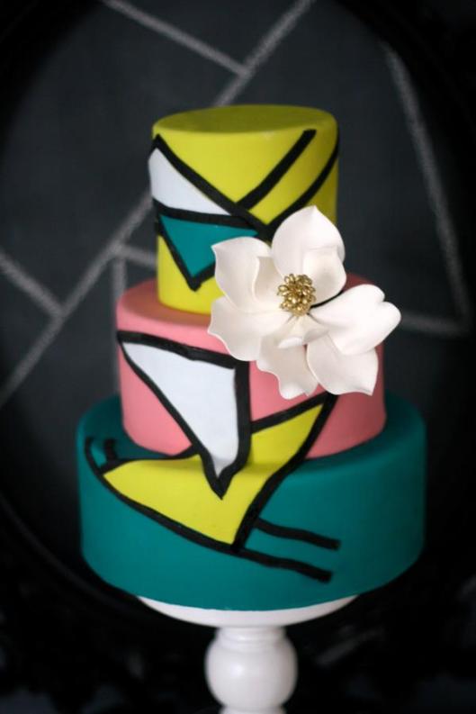 Colourful abstract wedding cake art
